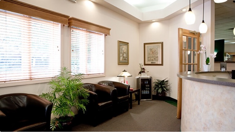 Chairs in waiting room in dental office