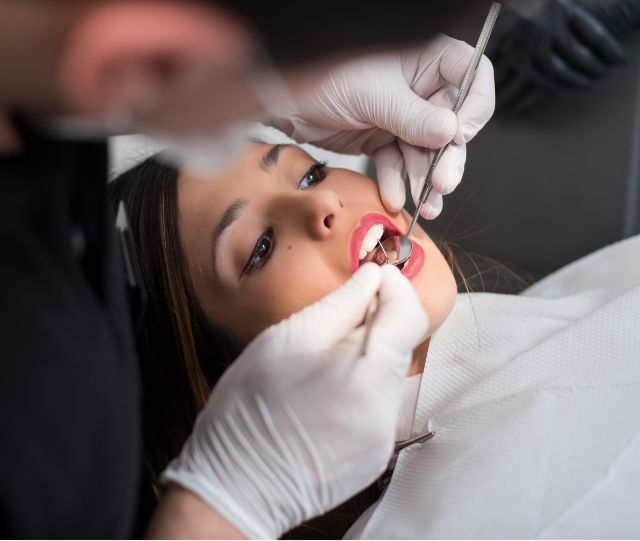 Woman at dental office for preventive dentistry in Asheville